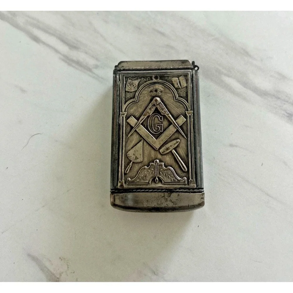 Vintage Masonic Freemason Match Vesta Safe Early 1900s Collectible PLEASE READ